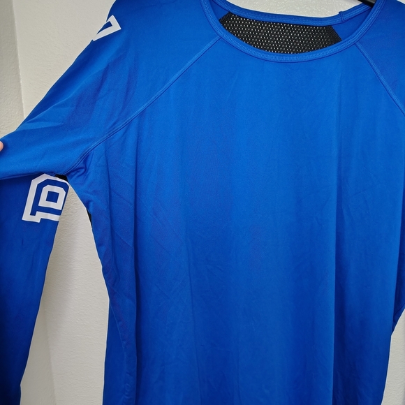 PINK Victoria's Secret Activewear Blue Long Sleeve Shirt With Mesh Detail Sz M - Picture 4 of 11